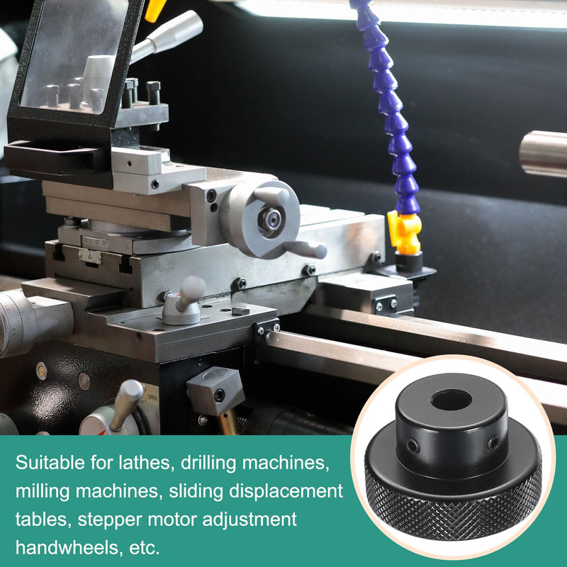HARFINGTON Aluminum Alloy Handwheel 40mm OD 8mm Bore Aluminum Milling Machine Handle Machine Tool Hand Wheel with Wrench and 2pcs Screws for Milling Machine Lathe, Black 40mm x 8mm