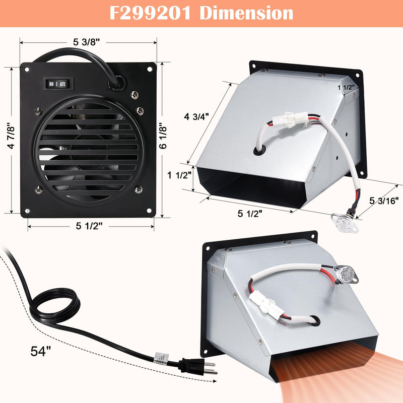 Hiorucet F299201 Blower Fan Kit for Mr Heater 20000-30000 BTU Ventless Propane and Natural Gas (2016-Present), Replacement Mr. Heater F299201 Vent Free Blower Accessory Kit. F299201 Black