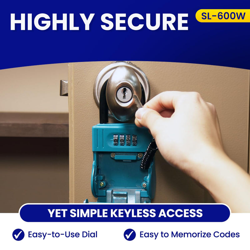 ShurLok SL-600W Numbered Key Storage Combination Lock Box, Blue Numbered/Front Door