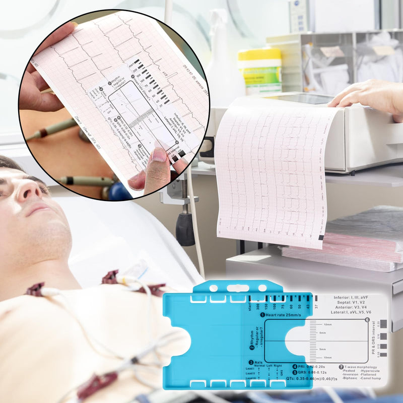 2PCS 7-Step Electrocardiogram Scales for Electrocardiogram Interpretation - Portable Plastic Measuring Tool, Transparent Caliper for Following The 7-Step Plan