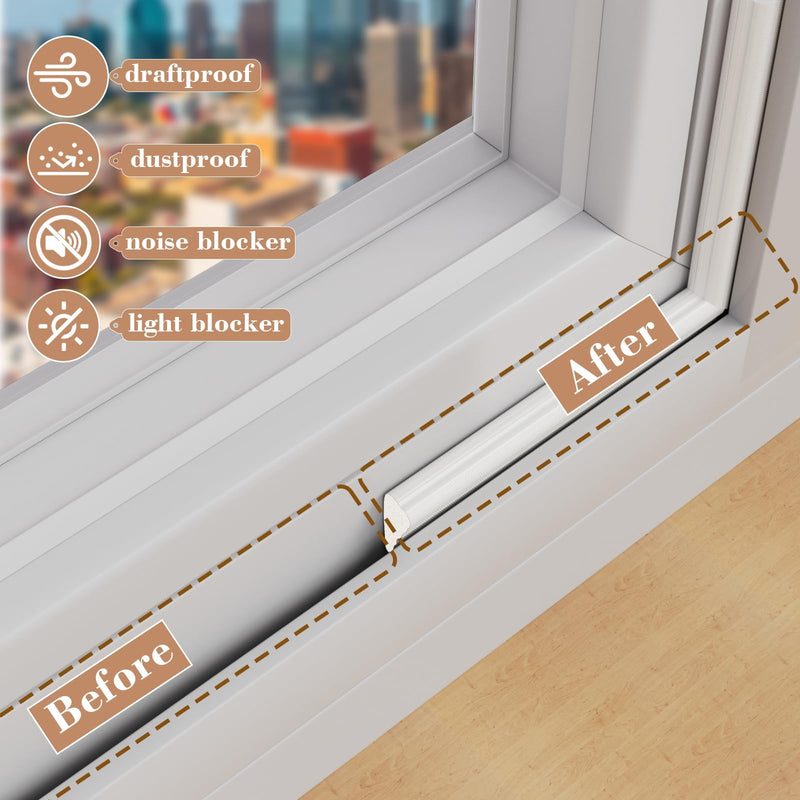 9.8 Ft Window Weather Stripping Door Seal Strip,SelfAdhesive Foam Weather Strip for Window Insulation,Soundproofing Weatherstripping for Door Frame Gap Filler,Wedge Window Sealer Tape for Winter,White 9.8 FT White