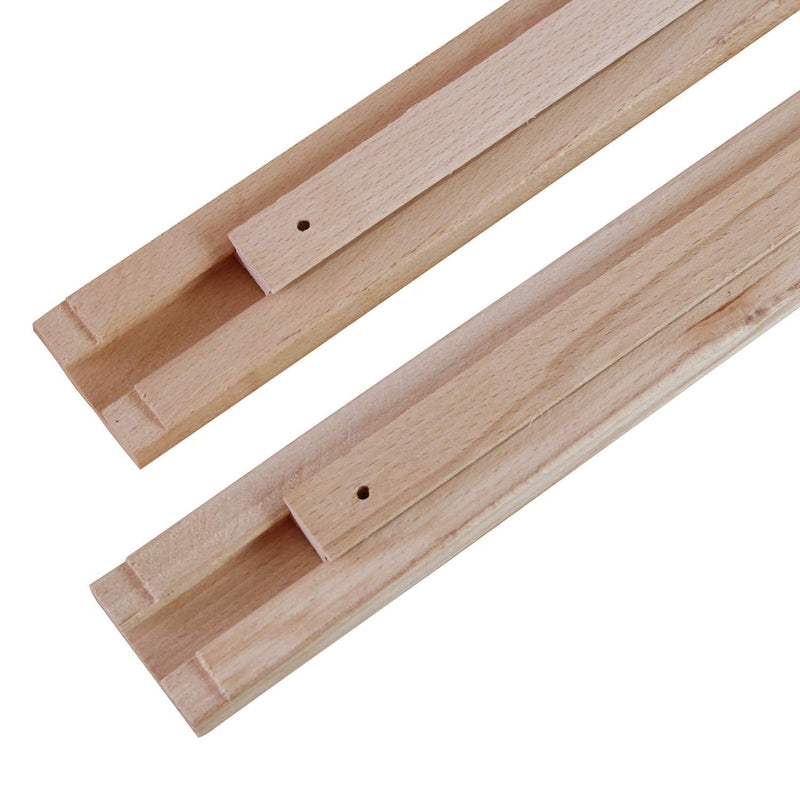 2 PCS Wax Coated 18 Inches Wood Drawer Slide, Classic Traditional Wood Center Guide Track 18Inch-2pcs