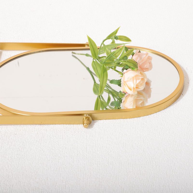 Tabletop Mirrors Makeup Mirror Portable Vanity with Metal Frame Desk Table Mirror with 180°Adjust Dressing Room Rotate Good for Bedroom Bathroom Gold 11"L x 7"W