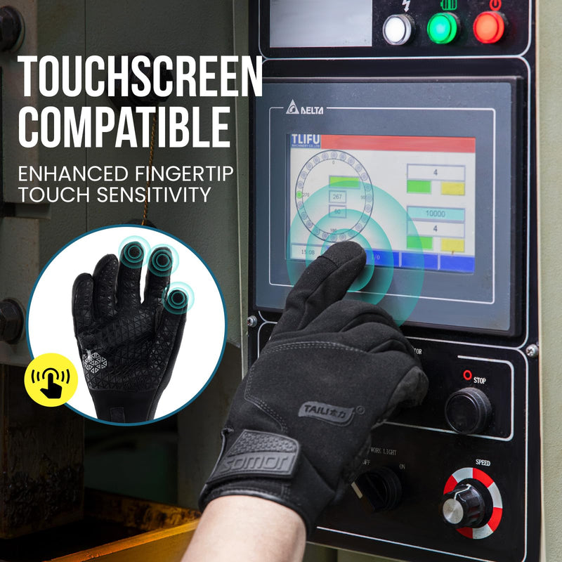 TAILI Level 3 Needle, Level 5 Puncture Resistant Work Gloves for Gardening, Touchscreen, Breathable, Grip Enhanced A7 Cut Resistant Safety Gloves, Black, XL, 1 Pair