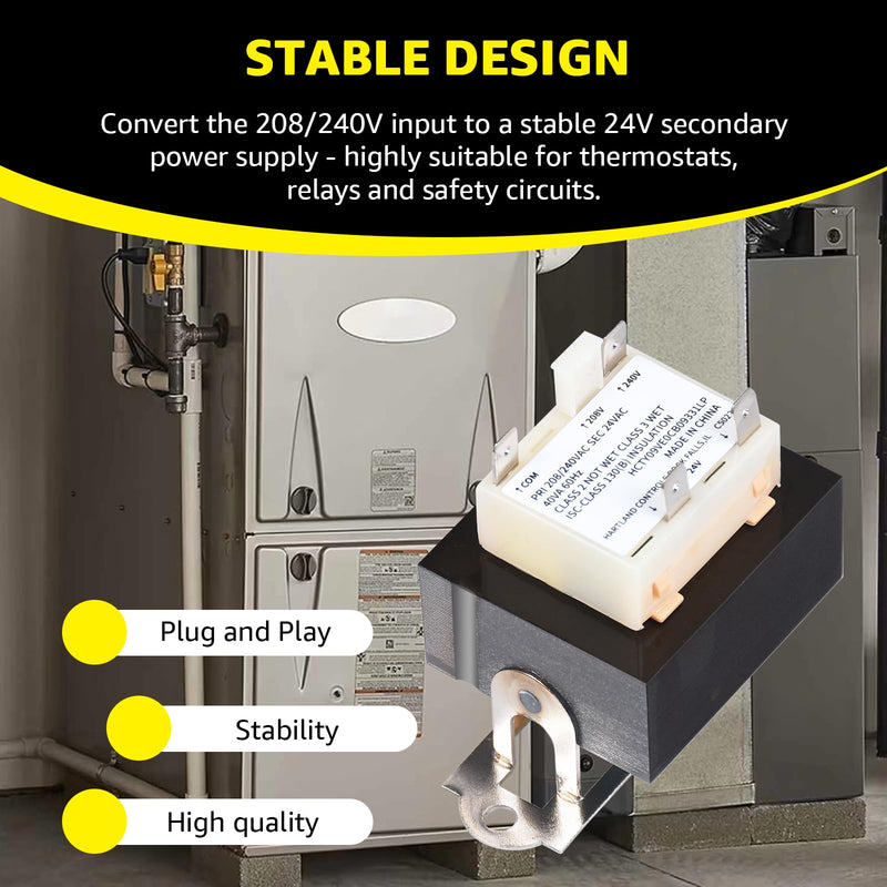 HT01CN241 Transformer 40VA - 208/240V to 24V Transformers HVAC Systems | 240 Volt to 24 Volt Compatible with Carrier, Payne, Tempstar, ICP, Arcoaire, Heil Furnace Transformers 40VA