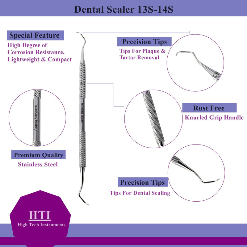6 Dental Sickle Scalers Double Ended Probes for Professional Teeth Cleaning Calculus Plaque & Tartar Remover - Made of Stainless Steel for Oral Care with Knurled Handle, Different Double Ended Picks Silver