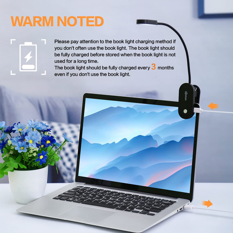 VAVOFO Rechargeable Book Light, 14 LEDs Eye Care Clip On Amber Reading Light for Bookworms Reading in Bed with 9 Colors 9 Brightness(Black) Black