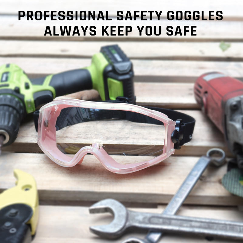 UKNOW Safety Goggles Over Glasses - Anti-Fog Clear Lens - ANSI Z87.1 Certified Eye Protection for Lab Work, Industrial Use Pink - NewNest Australia