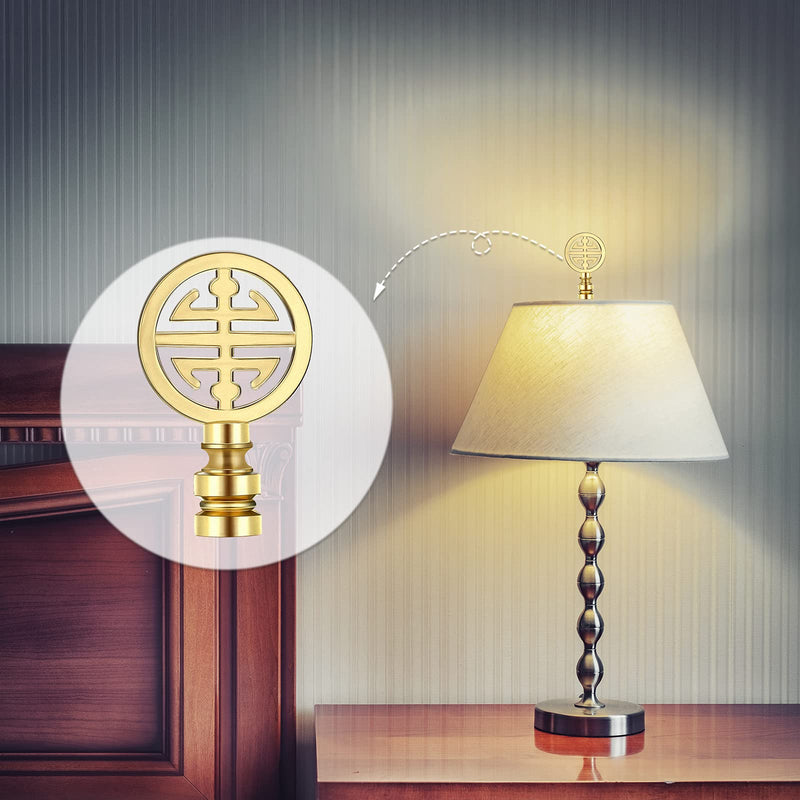 Honoson 2 Pieces Brass Finial Asian Oriental Lamp Shade Finial Happiness Symbol Lamp Shade Decoration 2.17 Inches(Aeneous) Aeneous