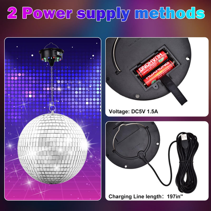 Rotating Disco Ball Motor Light with Remote, 3-15RPM Adjustable Speed Disco Ball Spinner Light 18LEDs Heavy Duty for 12 16 20 24'' Large Mirror Ball Motor(NoIncludedBall),Wedding Christmas Party Decor