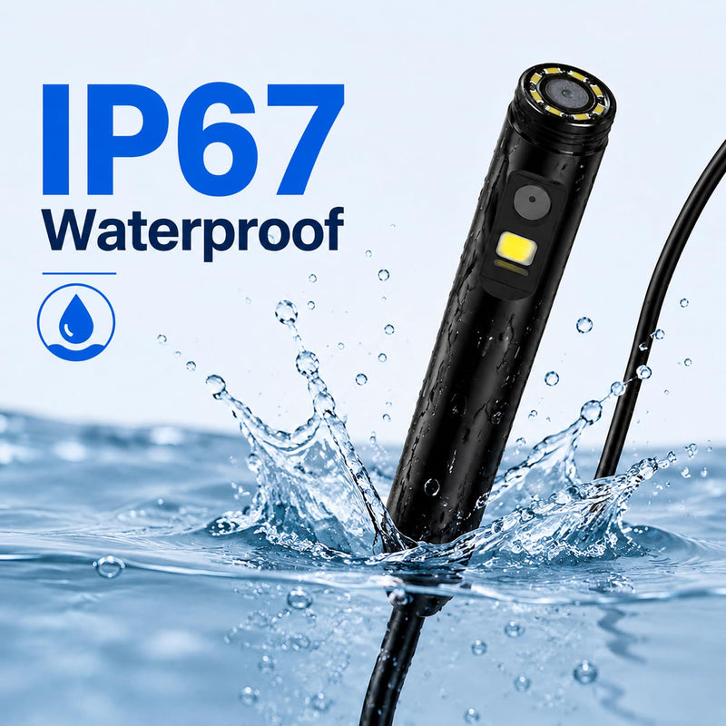 Endoscope Camera with Light 1920P HD Borescope Inspection Camera for Android & iPhone, Semi-Rigid Snake Cable with 8 LEDs, Waterproof for Sewer Pipe Automotive Inspection (Dual Lens 10m/32.8FT) 10m / 32.8FT Dual lens