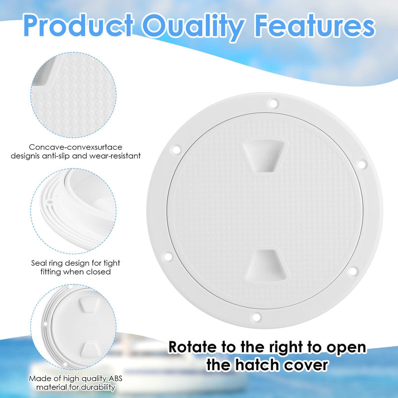 4 Pack 4 inch Boat Hatch Circular Non Slip Inspection Hatch Boat Detachable Deck Hatch Cover with 24 Attached Screw Boat Parts for Marine Yacht RV Truck Vent Accessories