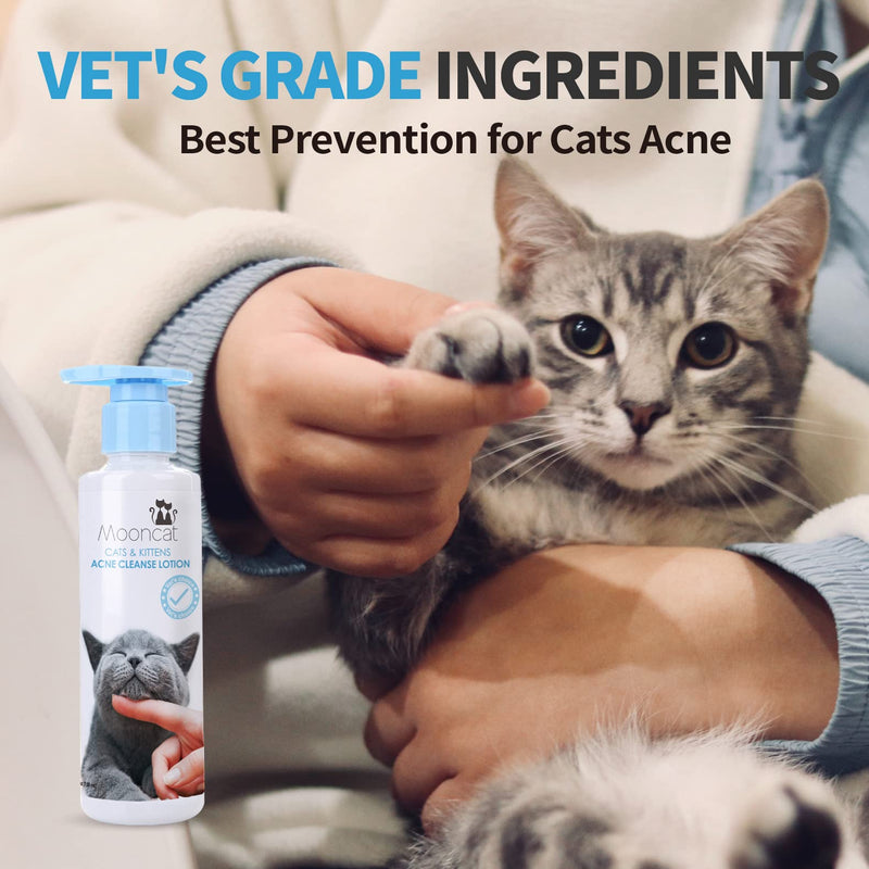 Mooncat Cats & Kittens Acne Cleanse Lotion | First Cuztomized Cat Acne Treatment | Pionner in Cat Care Stuff | Concentrated Solution For Cat Chin & Tail | Best Prevention for Cats Acne -5 fl oz(150ml) - PawsPlanet Australia