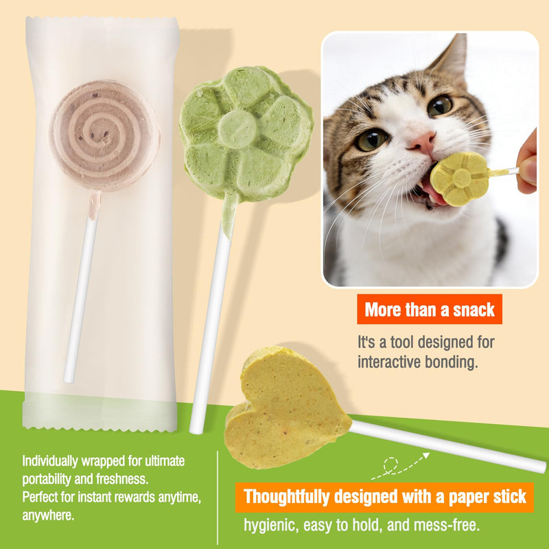 21pc Cat Lollipop Treats, Cat Grass Treats High Protein Nutrient Rich for Hairball Control and Healthy Coat, Cat Treats with Catgrass, Cranberry, Egg Yolk Flavor