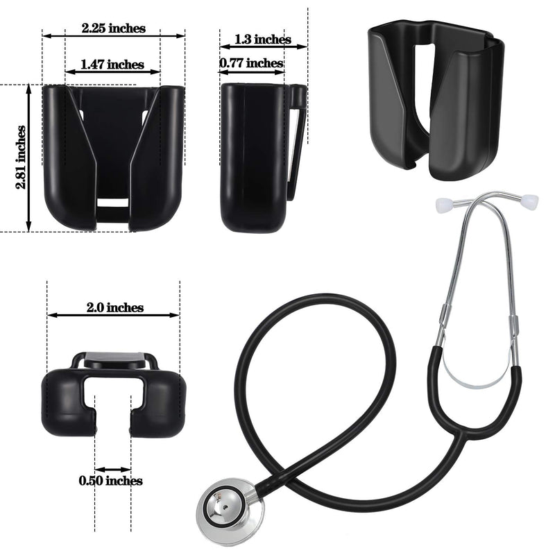 Black Stethoscope Holder Waist Belt Stethoscope Clip Lightweight Stethoscope Holster Plastic Stethoscope Tube Holder, Fits Most Stethoscopes (2) 2