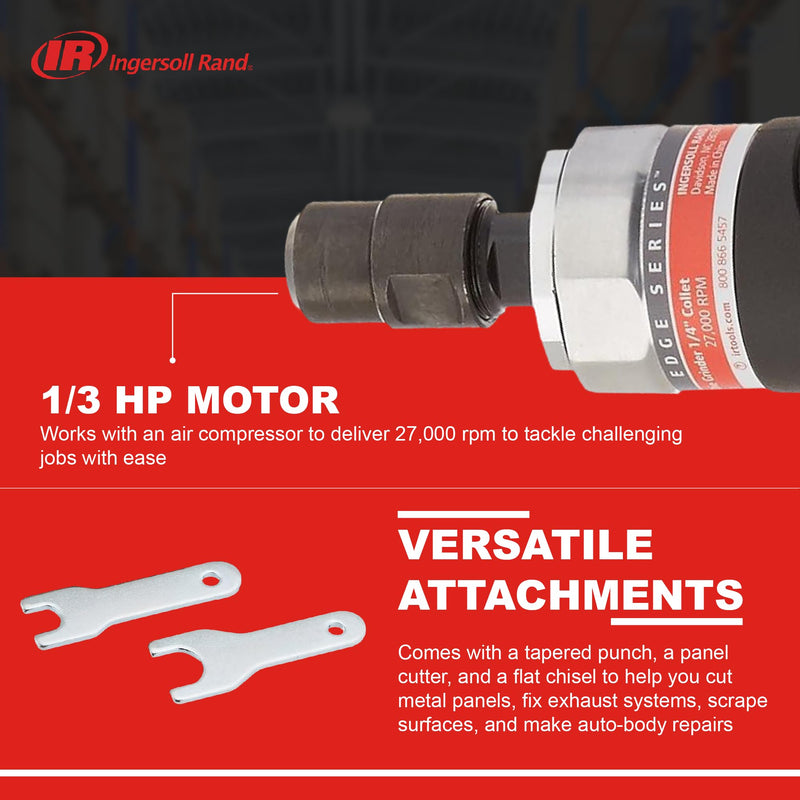 Ingersoll Rand 3107G 1/4-Inch Straight Air Die Grinder with Ergonomic Grip Edge Series