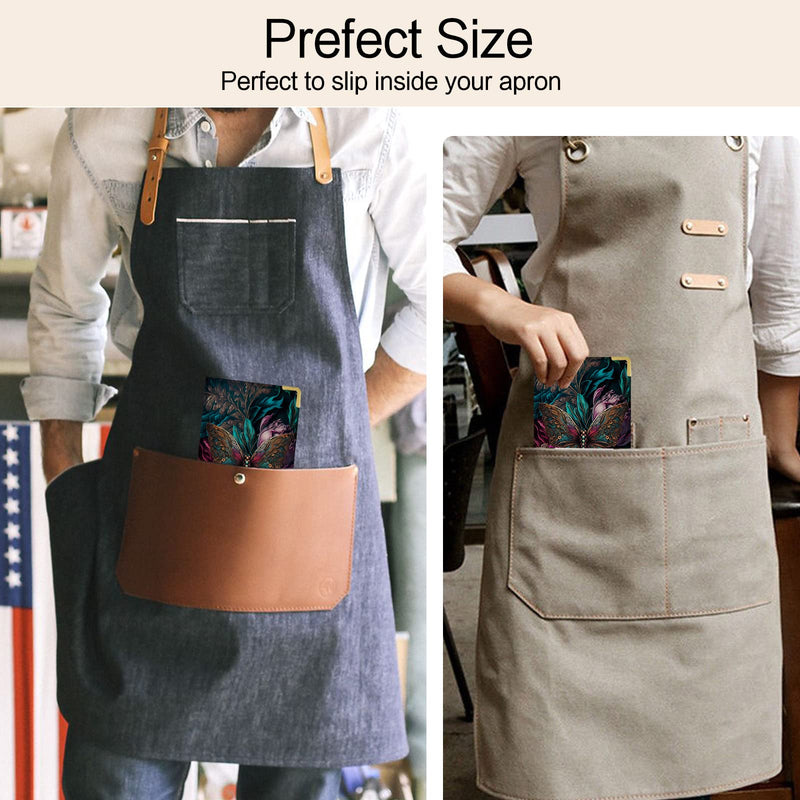 Waitress Book, Butterfly Server Books for Waitress with Zipper Pocket, Leather Server Book, Cash Check Bill Receipt Holder Presenter, Guest Book Note Pad Waiter Accessories Fit Server Apron Butterfly green