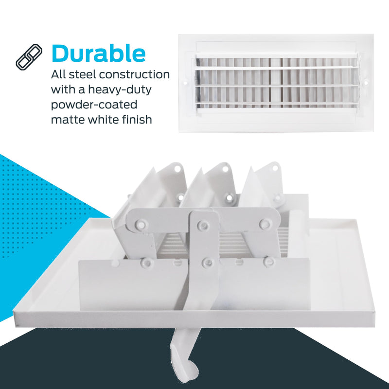 EZ-FLO 10 x 4 Inch (Duct Opening) White Air Vent Cover for Wall or Ceiling, Two-Way Ventilation Register, 11-3/4 Inch x 5-3/4 Inch (Overall Dimensions), Solid Steel HVAC Cover, 61609 10 in. x 4 in. - NewNest Australia