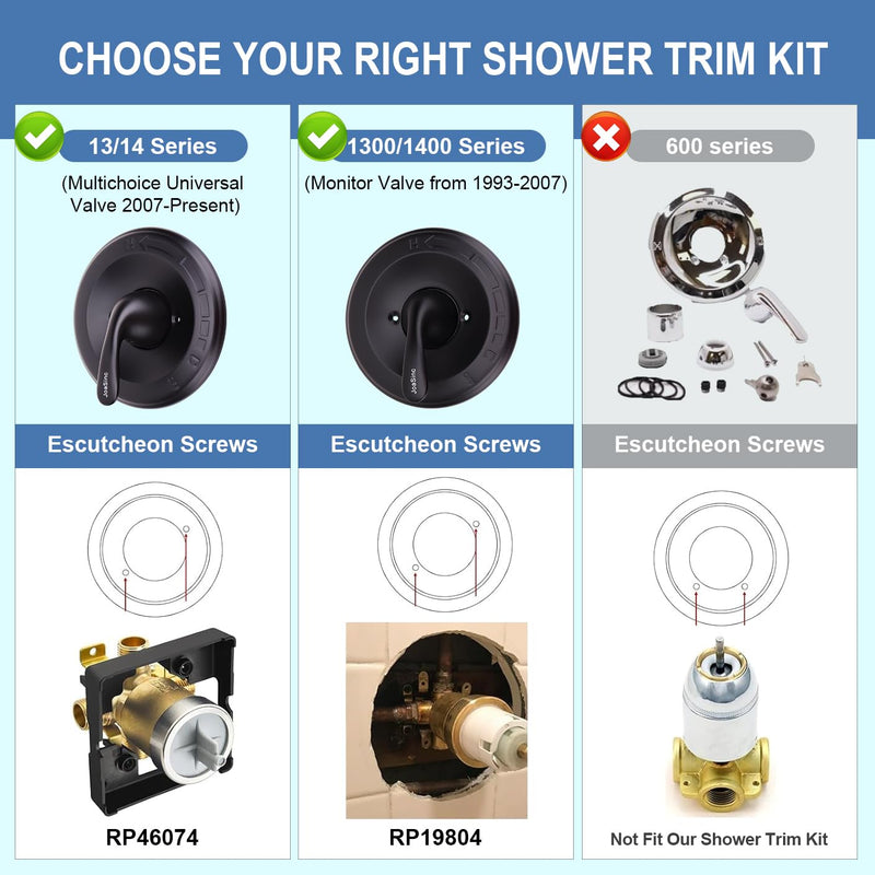 T13020-BL Matte Black Shower Handle Replacement for Delta Classic 13 Series Single-Function Shower Valve Trim Kit,Faucet Parts Fit Delta Shower Valve R10000 Series (Only Handle,Cartridge Not Included) Shower Handle(Cartridge NOT Included)