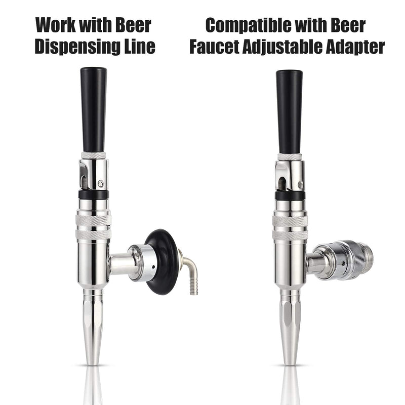 Stout Beer Coffee Faucet, 304 Grade Stainless Steel Beer Tap Nitrogen Keg Draft Faucet, Homebrew Cold Brew Kegerator Beer Tower Tap with Standard Black Plastic Tap Handle