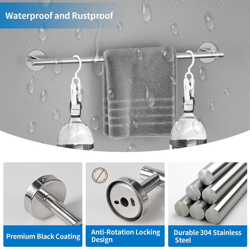 Chromed Bathroom Hardware Set, 5 Pieces Bathroom Accessories Set,SUS304 Stainless Steel 16 Inch Bath Towel Bar Set Wall Mounted,Robe Towel Hooks, Toilet Paper Holder,Towel Racks for Bathroom SP-60008 Chromed