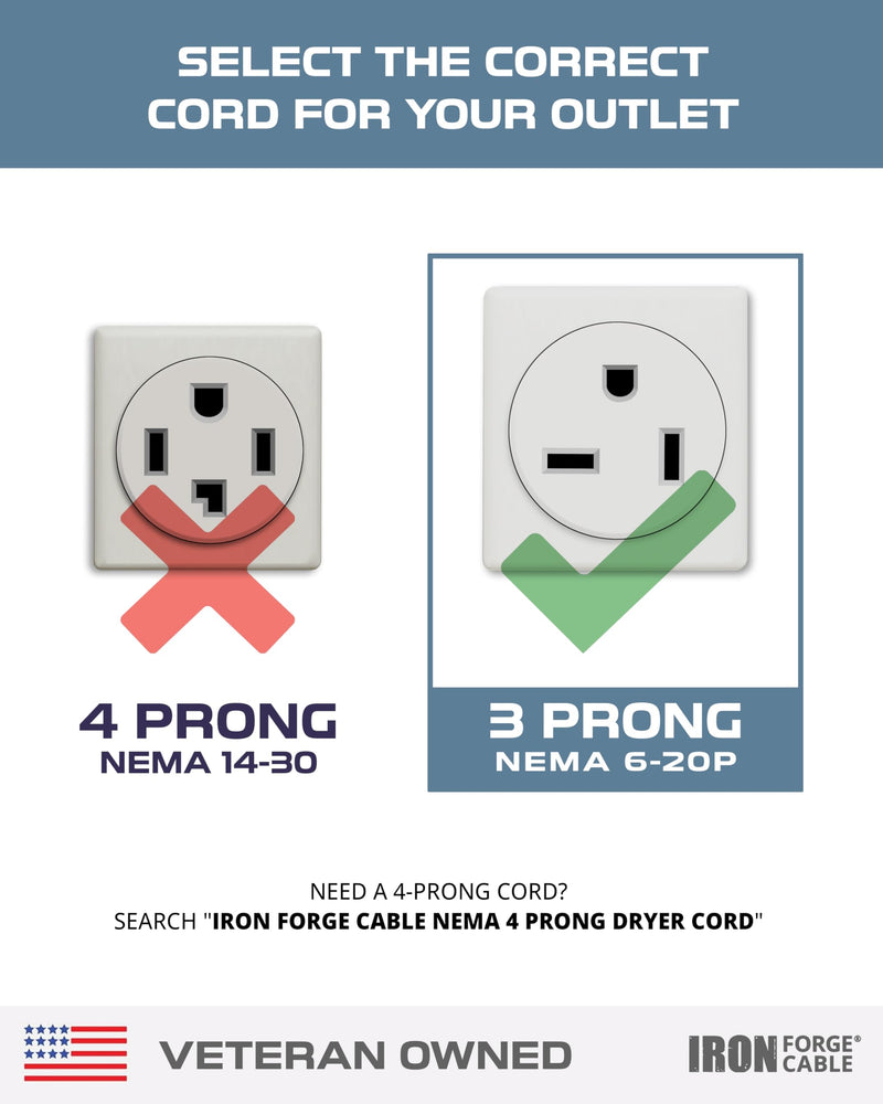 Iron Forge Cable NEMA 6-20P Replacement Power Cord 6 ft - 20 Amp Extension Cord Heavy Duty Outdoor 12 Gauge SJTW 250V