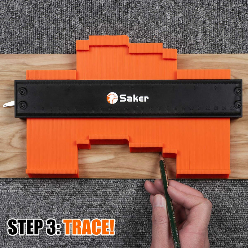 Saker Contour Gauge (10 Inch) Profile Tool-Adjustable Lock Gift for Men Women Dad Him Boyfriend Husband-Precisely Copy Irregular Shape Duplicator-Welding Floor Woodworking Tool Tracing 10 INCH