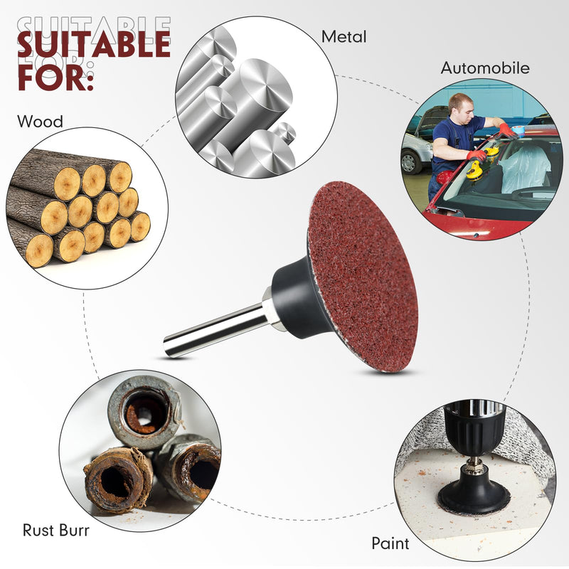 Newwiee 150 Pieces 2 Inch Sanding Discs 120 Grit Die Grinder Sanding Disc for Surface Prep Strip Grind Polish Finish Burr Rust Paint Removal Red