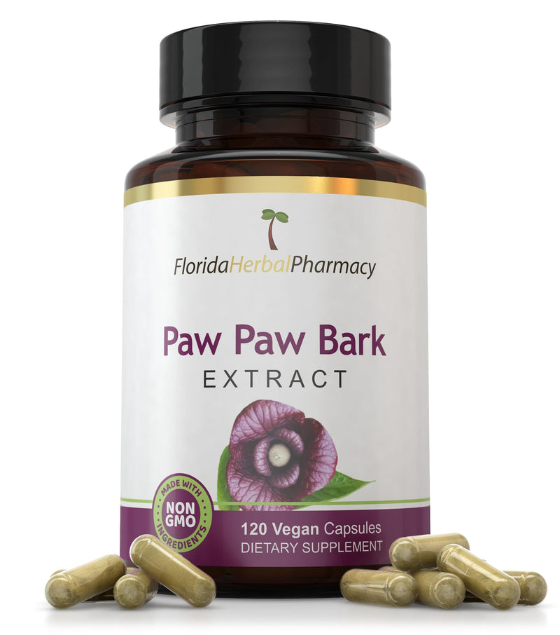 Florida Herbal Pharmacy, Paw Paw Extract Supplement Capsules 10:1 (120 Capsules) 500 mg per Capsule, 1000 mg Serving (Pack of 1)