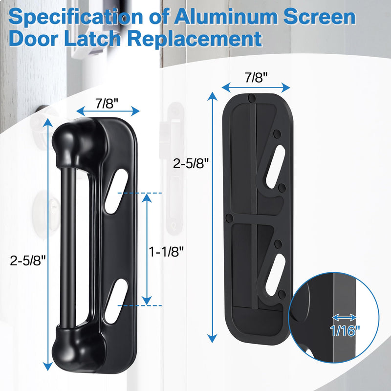 Enhon Screen Door Spring Strike Plate, Compatible with Prime-Line K-5004 Spring Loaded Screen and Storm Door Strike Plate, Aluminum Painted Screen Door Latch Replacement, Black