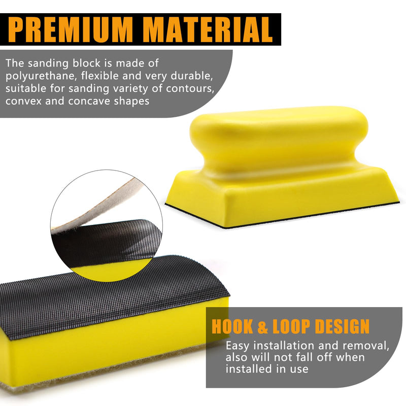 VIBRATITE 9 PCS Contoured Profile Hand Sanding Block, 4 Inch Hand Sander Block Interchangeable Assorted Convex & Concave Shapes with 45 Sheet Assortment Sandpaper for Auto Body, Woodworking, Furniture