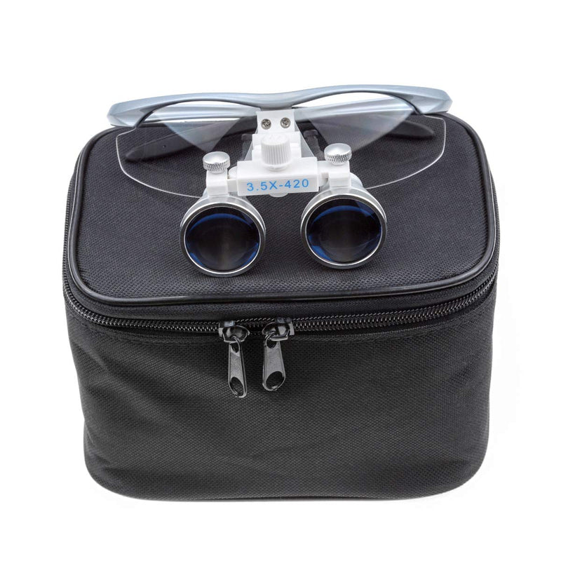 BoNew-Oral 3.5X420MM Surgical Binocular Loupe Magnifier Antifog Loupes Surgical Magnifier Optical Glasses (Silver) Silver