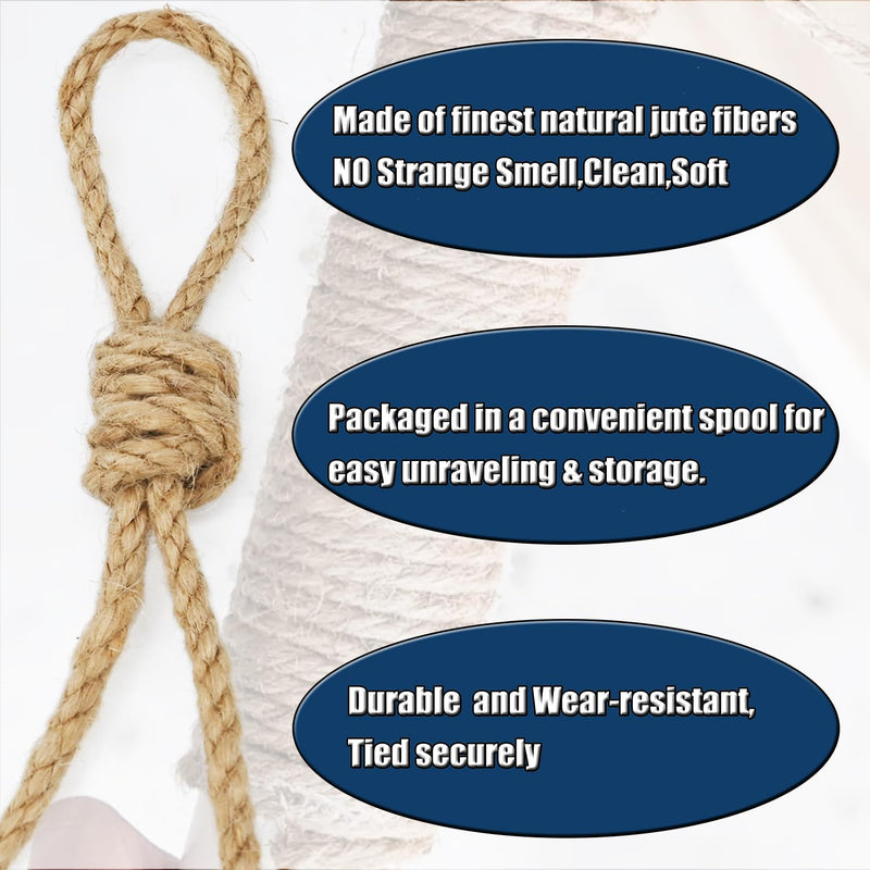 Leecogo 4mm Jute Rope 164 Feet Heavy Duty and Thick Twine Rope for Gardening Arts Crafts Packing Bundling Recycling and Home Decor Brown 164.0 Feet