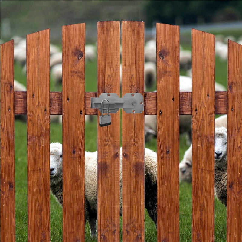 Flip Gate Latch Lock with Padlock Hole, Heavy Duty Stainless Steel Door Latch for Outdoor Wooden Fence, Swing Open Gate, Double Gate, Barn Door, Shed, Vinyl Fence, Yard (Silver (1 Pcs)) Silver (1 Pcs)