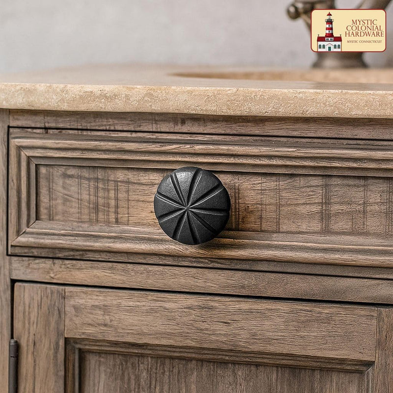 Hand Forged Knob - 1 1/4 Inch Diameter - Rustic Cabinet Hardware (4 Pack, Square) 4 Pack