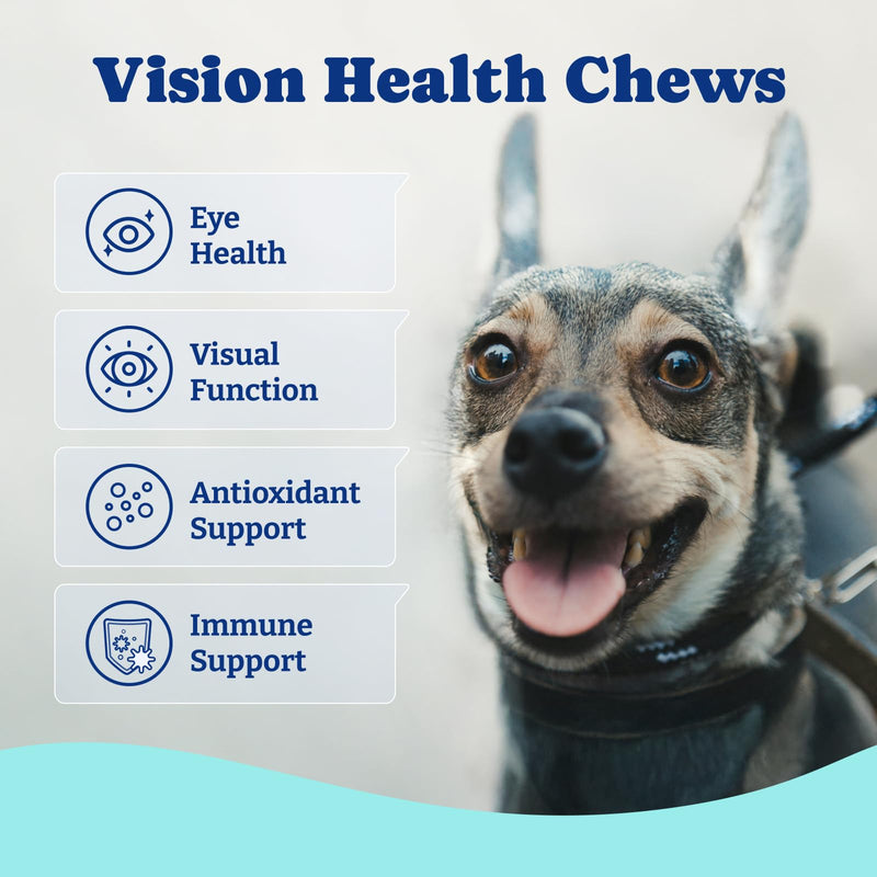 Eye Supplement for Dogs - 120 Soft Chews Dog Vision Supplement with Cod Liver Oil, Antioxidants & Omega 3 Fatty Acids - Eye Vitamins for Dogs - Duck & Pear Flavor blue-tear stain