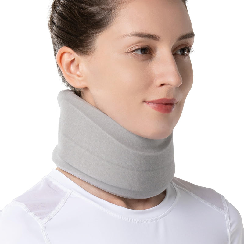 Velpeau Neck Brace for Neck Pain and Strong Support, Soft Cervical Collar for Sleeping Upright, Snoozing - Stabilizes & Relieves Pressure in Spine for Women & Men (Grey, S: 11-13.5" / 3" Depth) 3 Inch (Pack of 1)