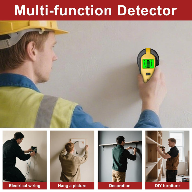 5-in-1 Stud Finder Wall Scanner – Detects Wood, Metal & AC Wires with HD LCD Display & Audio Alarm