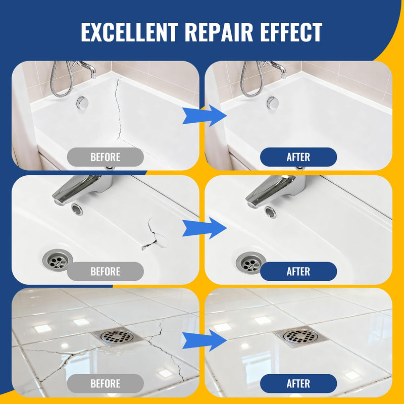 Porcelain Repair Kit White,Tub Chip and Bathtub Repair Kit for Chips, Cracks, Scratches, Rust, Holes on Tubs, Sinks, Tiles, Toilet, Ceramics, Fiberglass, Enamel, Acrylic - NewNest Australia