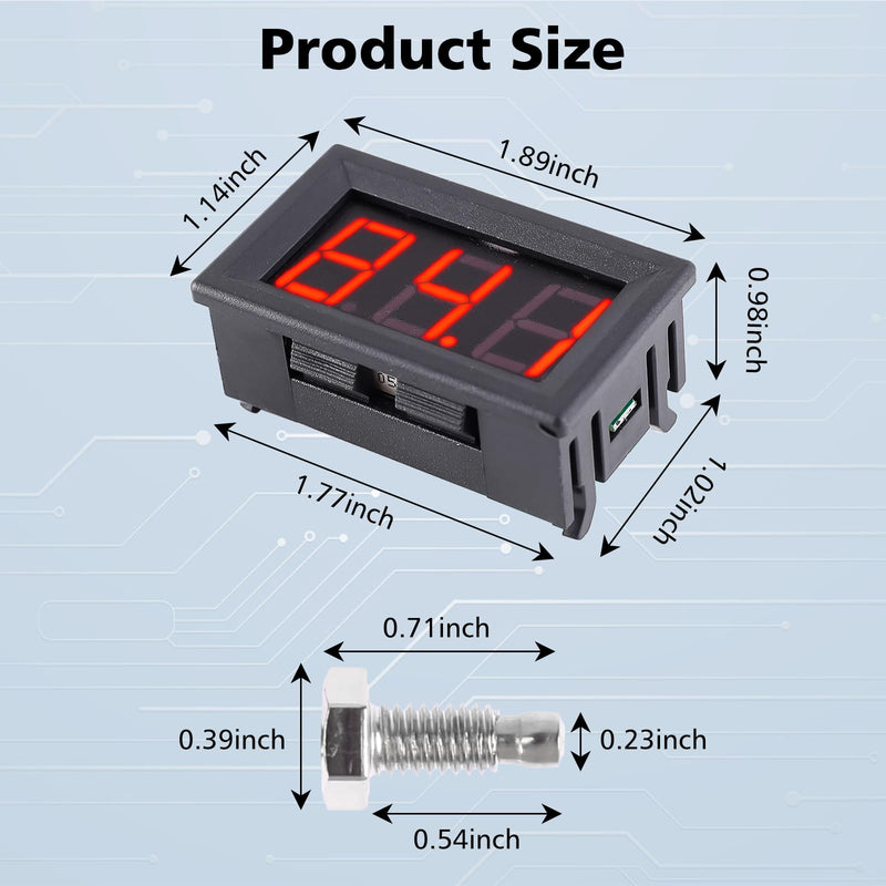 PEMENOL 12V Red Fahrenheit Digital Temperature Meter -76F~999F LED Display with Industrial Grade 0.5m K-Type Thermocouple Temperature Sensor M6 1 Pc