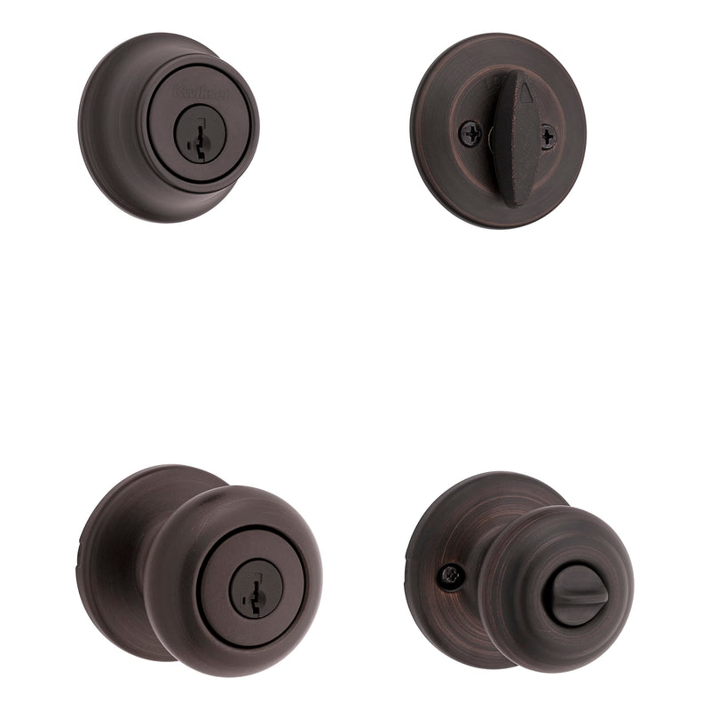690 Cove Keyed Entry Knob and Single Cylinder Deadbolt Combo Pack featuring SmartKey in Venetian Bronze featuring Microban 1 Pack With SmartKey