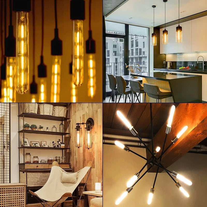 XININSUN T300 Led Bulb, 11.8 Inch Long Tubular Led Light Bulbs, 100Watt Equivalent, 1000lm, Dimmable, Clear Glass, E26 10W T10 LED Edison Tube Lamp Bulb,4 Pack. (10W=100W 2700K) 10w=100w-2700k