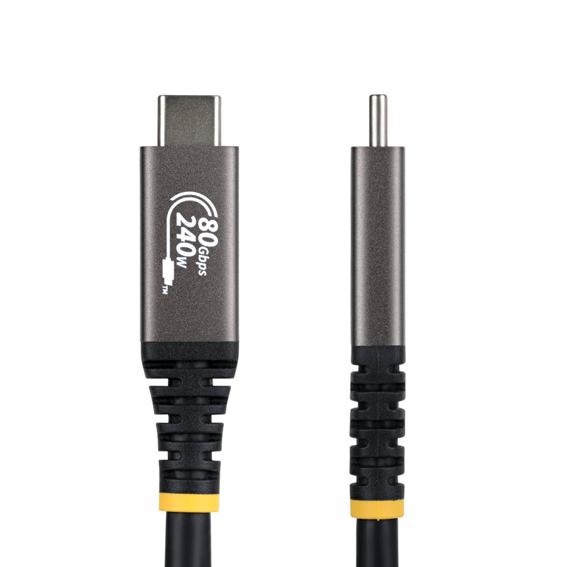 StarTech 5ft/1.5m USB-C to USB-C USB4 Cable, 80Gbps, 240W PD, 8K, Black | USB-C to USB-C, DP2.1, Thunderbolt, 240W Power Delivery, E-marker chip, RoHS-compliant TPE jacket