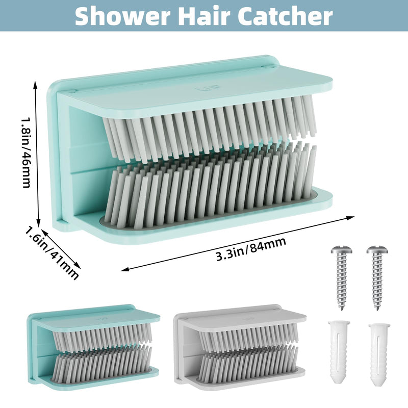 Hair Catcher, Hair Trap for Shower Drain, Reusable Shower Wall Hair Collector, Snare, and Drain Protector, Silicone Hair Grabber for Bathroom Bathtub (Blue) Blue