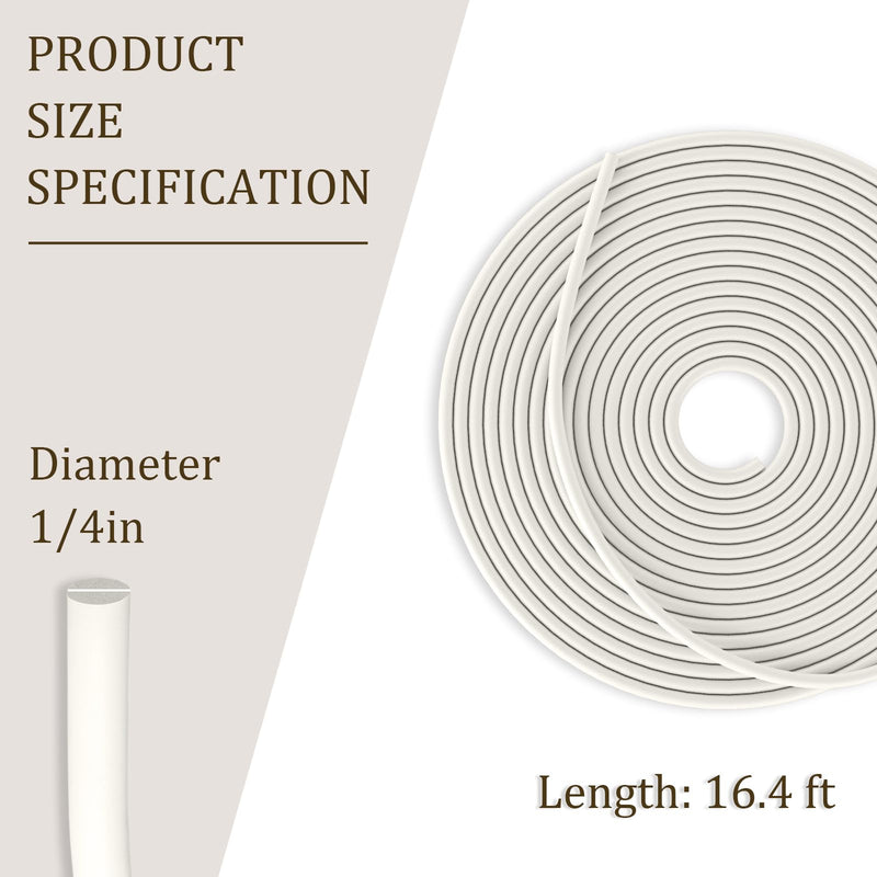Storystore Backer Rod, 1/4" Diameter x 16.4' Length White EPDM Rubber Caulk Saver for Gaps and Weather Stripping Door Seal, Concrete Expansion Joint Filler