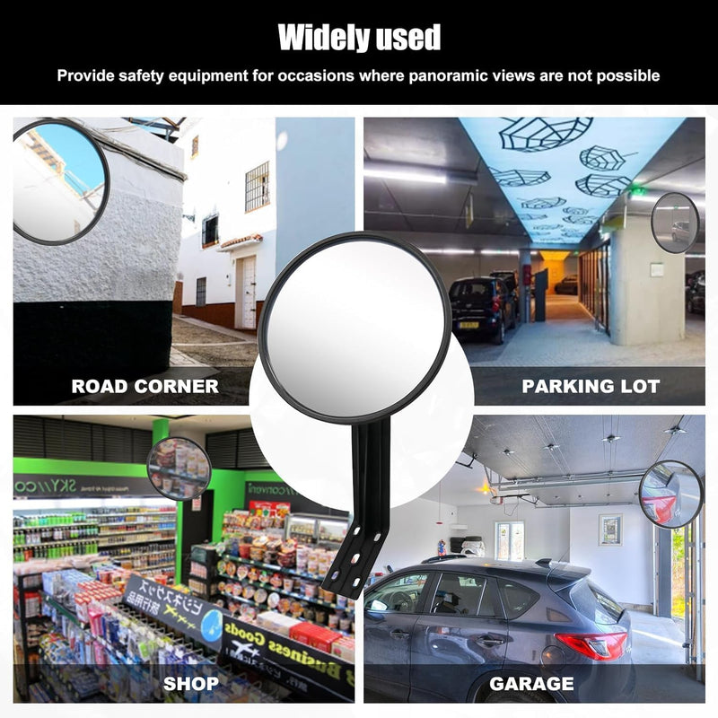 8 Inch Convex Mirror Outdoor with Adjustable Wall Fixing Bracket,Driveway Mirror,Blindspot Traffic Mirror for Driveway Garage Park Outdoor Wide Angle View Curved Security Blind Spot Mirrors 8"L x 8"W