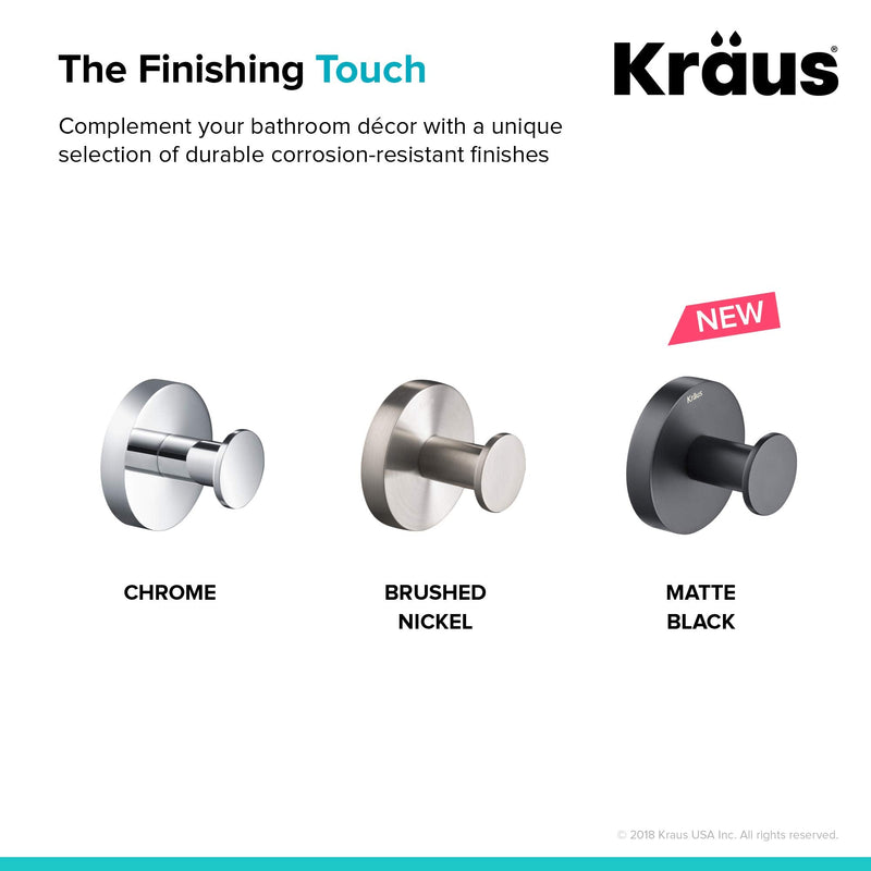 KRAUS Elie Bathroom Robe and Towel Hook, Chrome Finish, KEA-18801CH
