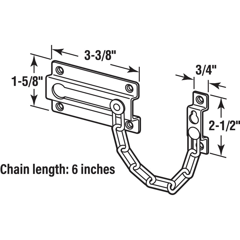 Prime-Line U 9852 Chain Door Guard, Stamped Steel w/Steel Chain, White Painted Finish (Single Pack) 1 Count (Pack of 1)