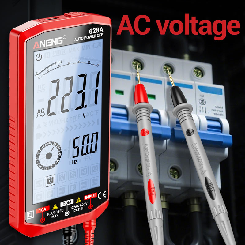 ANENG Multimeter,Digital Voltmeter Tester,TRMS 6000 Counts Rechargeable Meter Measures AC/DC Voltage,Current,Resistance,Capacitance,Temperature,Hz,NCV,Diode,Continuity Auto Ranging Electircal Tools Red