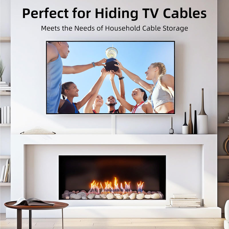 Delamu Cord Hider, 34in Cord Covers for Wires on Wall, Paintable Cable Hider, Easy to Use Wire Covers for Cords, Wire Hiders for TV on Wall, Cable Cover Cable Management, 2X L17 W0.95 H0.55in Medium White